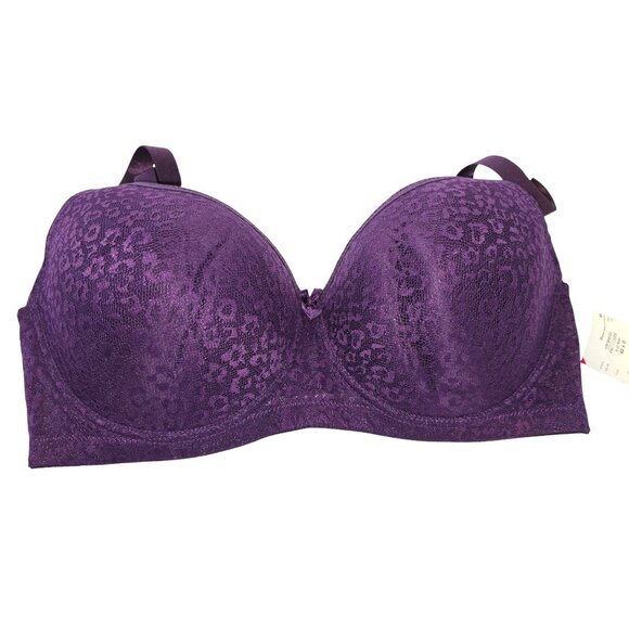 Black Bow Purple Bra Size 40D Underwire NEW NWT 3 Hook closure Adjustable Straps - Picture 1 of 5